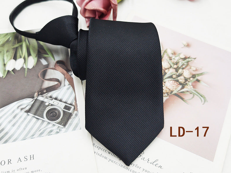 Factory In-Stock Zipper Tie Men's Formal Business 8cm Lazy Tie Red Black Striped Workplace Striped Tie