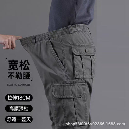 Spring and Autumn Cotton Crane Pants Foreign Trade Plus Size Pants Site Work Pants Men's Multi-Pocket Wear-Resistant Casual Pants