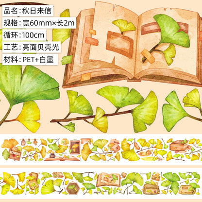 New pet Journal tape flower special material autumn letter simple full roll material shell optical flow hemp Journal tape
