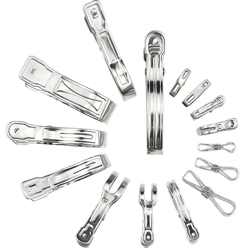 huazhen Stainless Steel Clip Spring Clip Quilt Clip Opening Windproof Clip Clothes Clip Hosiery Rack Drying Quilt Clip Fishtail Clip