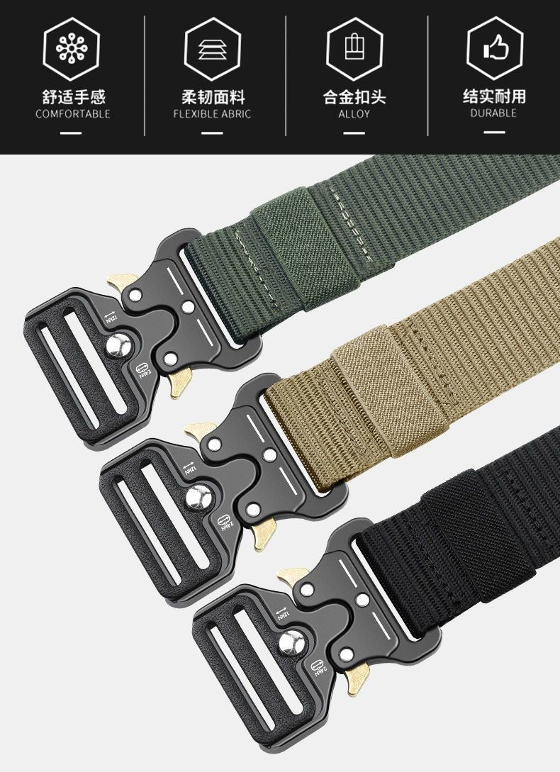 Factory direct cross-border nylon automatic buckle belt outdoor tooling tactical pants belt military training belt men wholesale