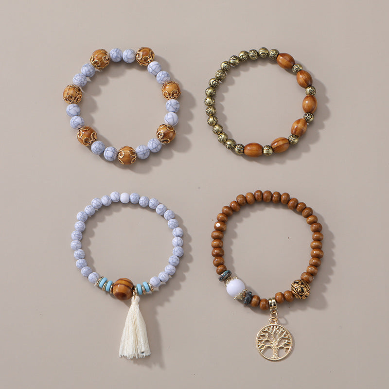 European and American Cross-Border Hot-Selling New Bohemian Bracelets Creative Tassel Multi-Layer Beaded Bracelets Fashion Jewelry