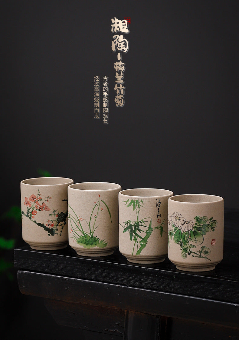 Yue Rui Healthy Large Stoneware Tea Cup Water Cup Ceramic Cup 180ml Pottery Cup Straight Bucket Cup Japanese Retro Cup