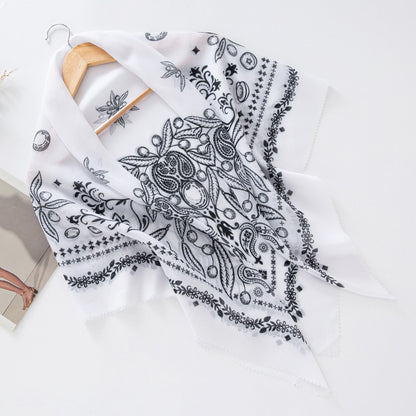 Cross-Border New Product Voile Print 110 Square Scarf Classic Lace Scarf Turban Malaysian Shawl