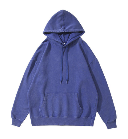 Trendy Brand Heavyweight Pure Cotton Terry 400g Washed Distressed Crew Neck Sweatshirt Hoodie Retro Sweatshirt with Printed Logo