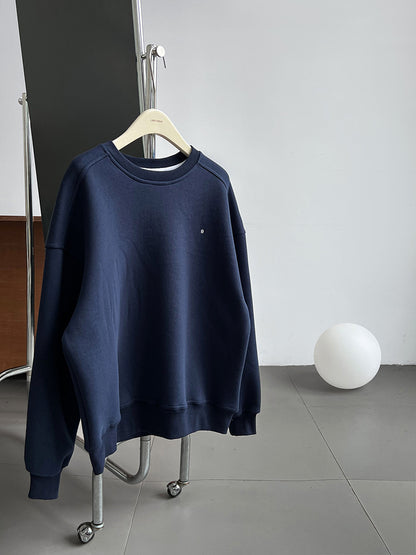 Luxi Simple Profile Loose BF Solid Color Lazy Pullover Sweatshirt Women's ins Letter Embroidered Long-sleeved Top 2267