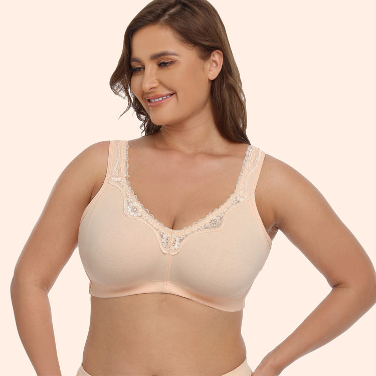 150kg Breathable Full-Cup Lace Trim Comfortable Plus-Size Bra for Large Busts, Makes Bust Look Smaller, Cross-Border European and American Lingerie, g Cup