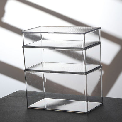 Desktop Storage Box with Lid Flip-Top Rectangular Transparent Acrylic Storage Box Kitchen Cosmetics Sundry Work Station