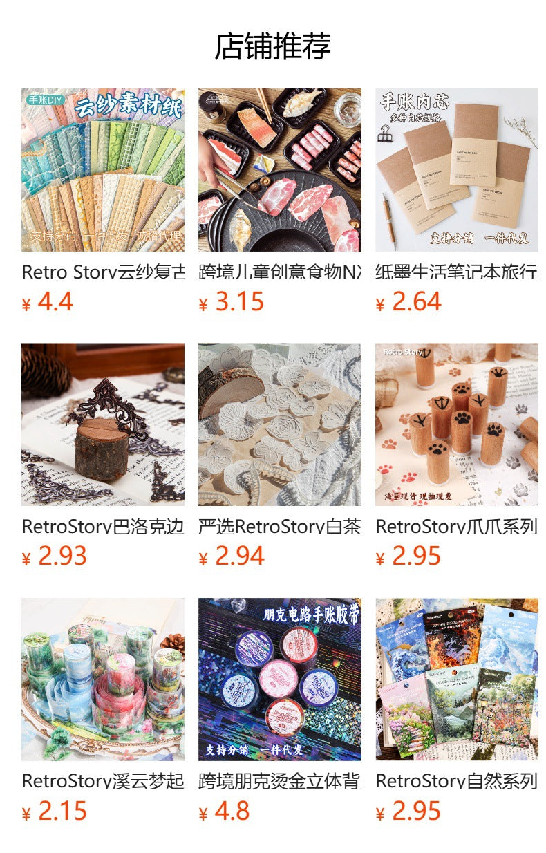Carefully Selected Retrostory Corner Stickers Ins Style Flower Collage DIY Border Handbook Landscaping Decoration Material Stickers