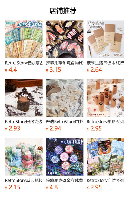 Carefully Selected Retrostory Corner Stickers Ins Style Flower Collage DIY Border Handbook Landscaping Decoration Material Stickers