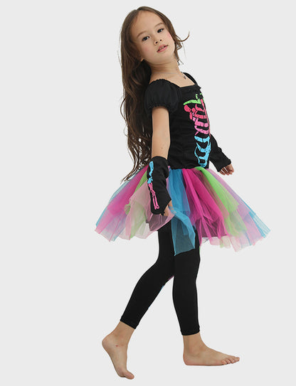 Colorful Punk Skull Costume Halloween jumpsuit Halloween New Skull Skeleton Playing Suit
