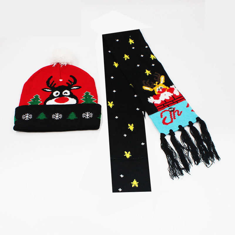 Korean Internet Celebrity Style Snowflake Christmas Hat, Warm and Cold-Proof Women's Knitted Hat with Pom-Pom, Ear-Protecting Yarn Hat, Light Luxury Style