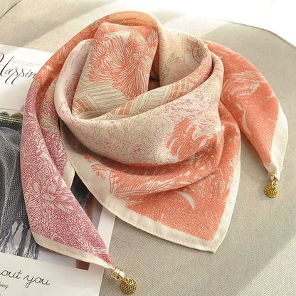 2026 New Style Warm Square Scarf with Magnetic Buckle, Triangular Silk Scarf, Cotton Scarf for Women, Stylish Neck Warmer for Spring, Autumn, and Winter, Versatile and Elegant