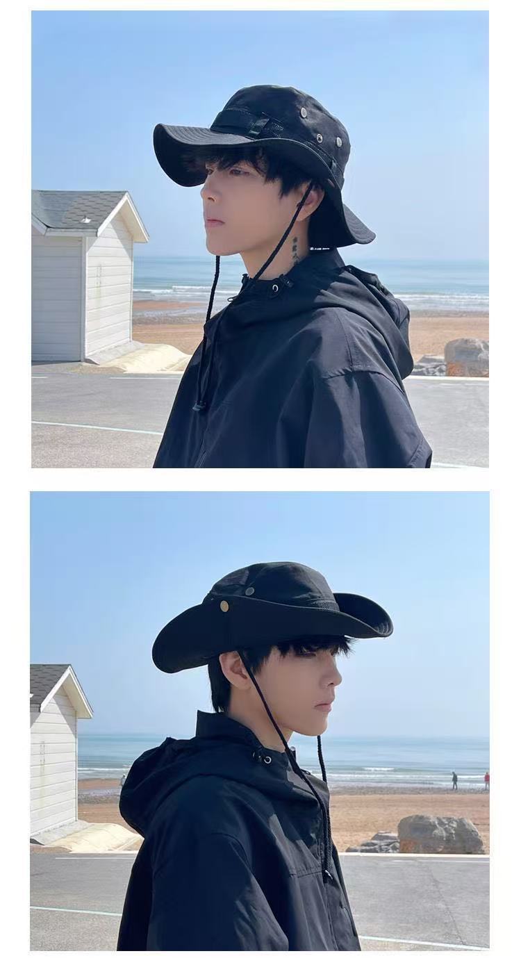 All-Match Western Denim Hat Men's and Women's Outdoor Mountaineering Summer Sun Hat Fishing Sunscreen Fisherman Hat Camping Breathable