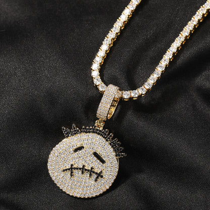 Gu Meng New Product Small Prickly Head Cartoon Hip Hop Men's Necklace Pendant European and American Street Fashion Brand Zircon Pendant
