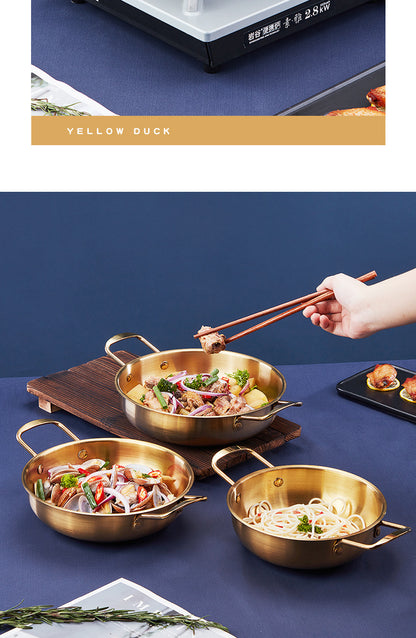 Korean-style Troops Small Hot Pot Seafood Dry Pot Net Celebrated Lamian Noodles Pot Cooking Pot Stainless Steel Noodle Pot Double Ear Soup Pot