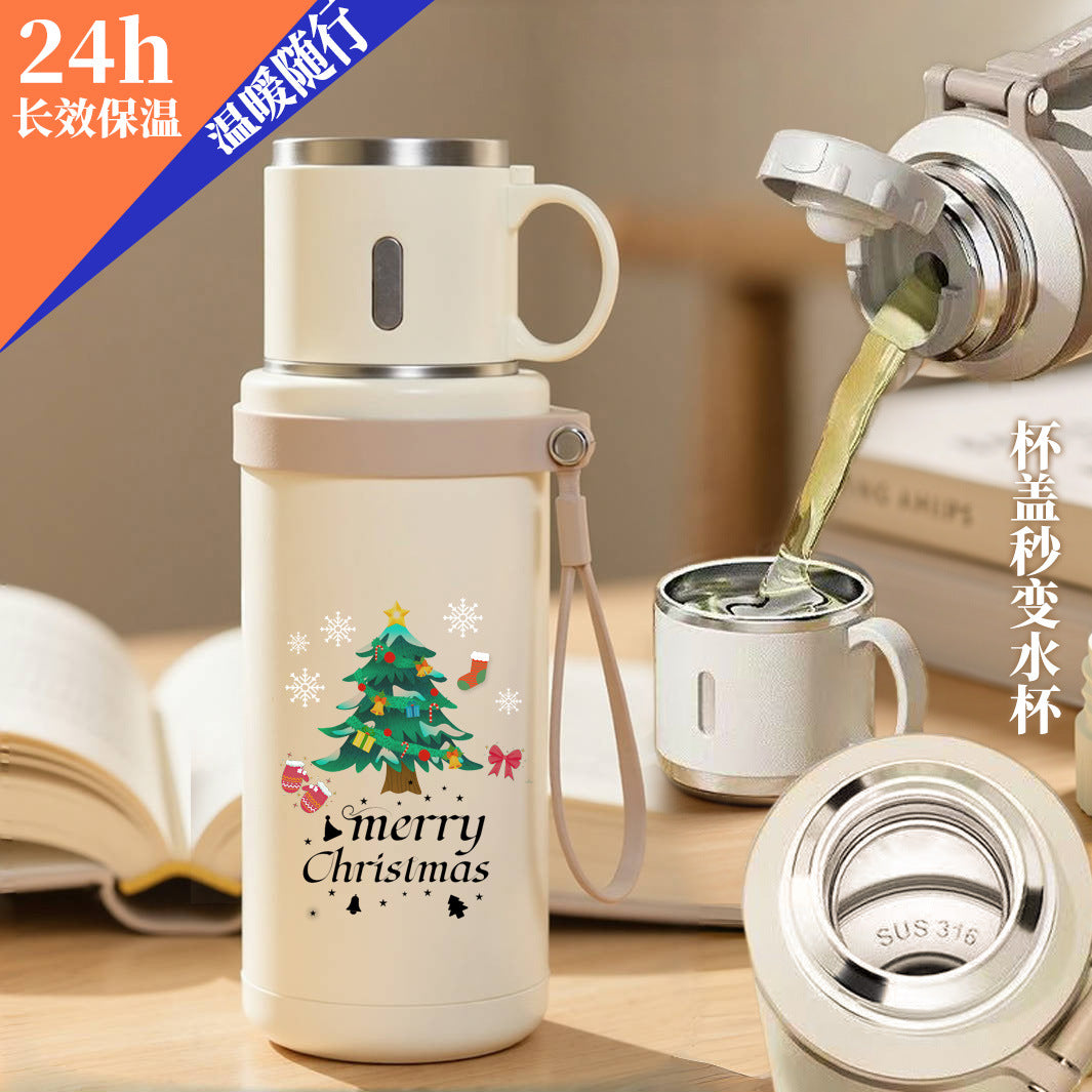 Foreign Trade Christmas Gift Thermos Cup, Large Capacity Water Bottle, Outdoor Sports Water Bottle, Cold-Keeping Ice Cup, Customizable