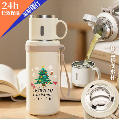 Foreign Trade Christmas Gift Thermos Cup, Large Capacity Water Bottle, Outdoor Sports Water Bottle, Cold-Keeping Ice Cup, Customizable
