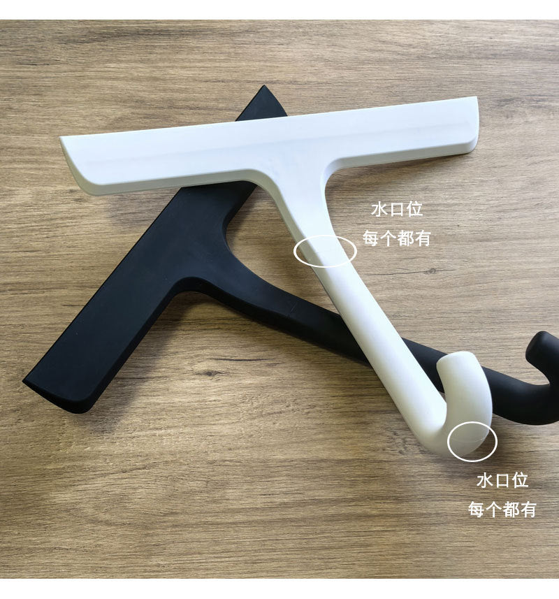 Silicone Glass Wiper with Inverted Hook, Black Silicone Window Cleaning Tool, Two Sizes Available