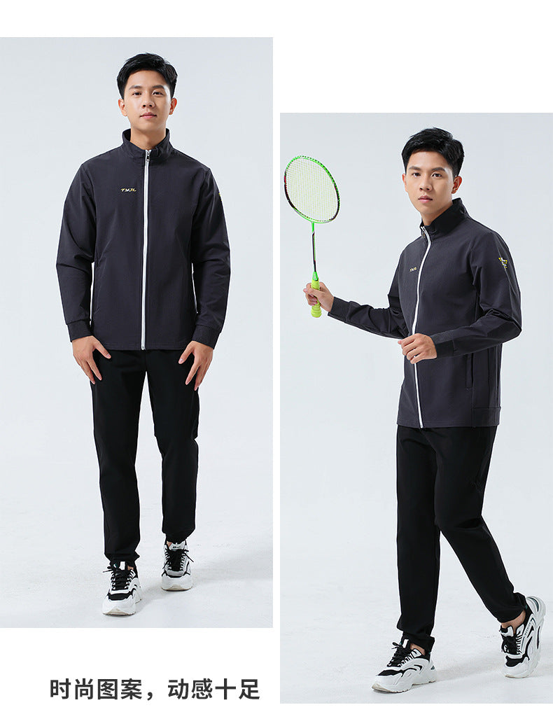 New Badminton Uniform Jacket Black and White Suit Men's and Women's Long-Sleeved Volleyball Uniform Table Tennis Uniform Competition Training Uniform