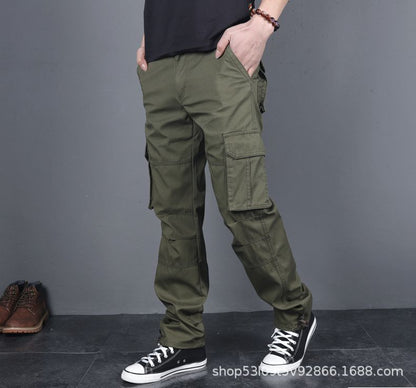 Spring and Autumn Cotton Crane Pants Foreign Trade Plus Size Pants Site Work Pants Men's Multi-Pocket Wear-Resistant Casual Pants
