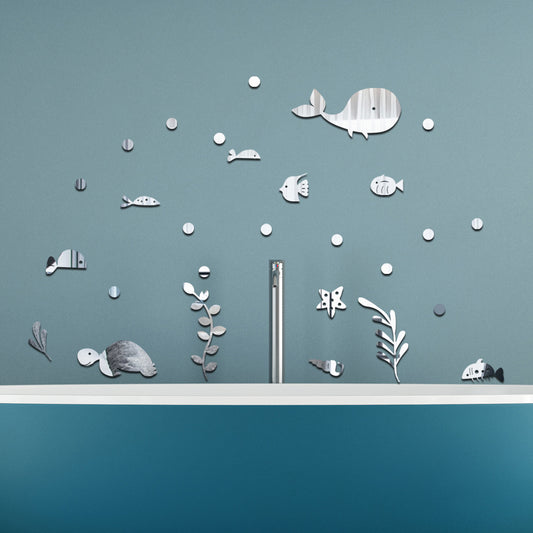 JM593 Ocean World cartoon acrylic wall children's room living room layout self-adhesive mirror wall stickers decorations