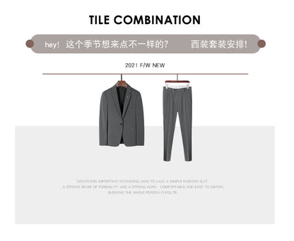 A 1.45kg Piece Set of Spring & Fall Casual Small Suit Jacket Men's Korean Style Slim Gray Formal Full Suit Suit
