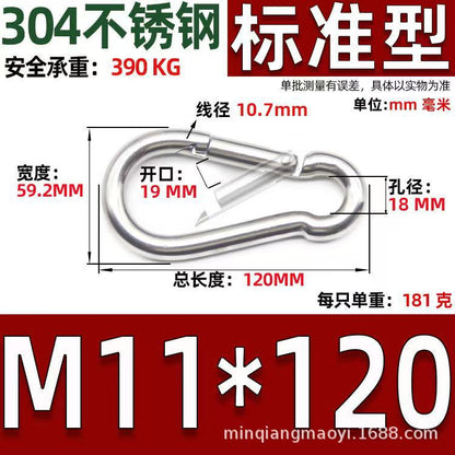 Safety Buckle, Climbing Buckle, Stainless Steel Lock, Spring Safety Ring, Outdoor Rock Climbing Accessories, Factory Direct Sales, Safety Hook