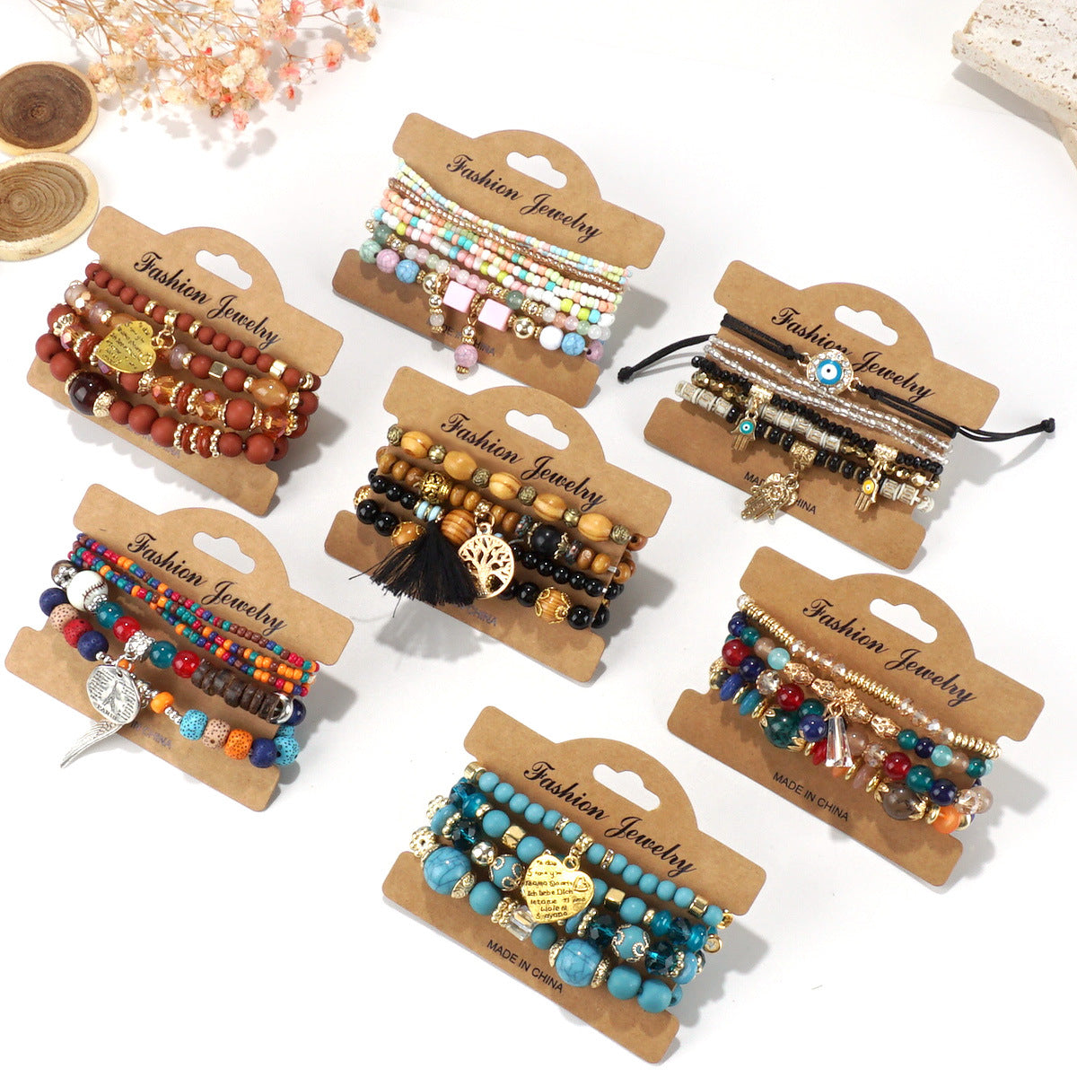 European and American Cross-Border Hot-Selling New Bohemian Bracelets Creative Tassel Multi-Layer Beaded Bracelets Fashion Jewelry
