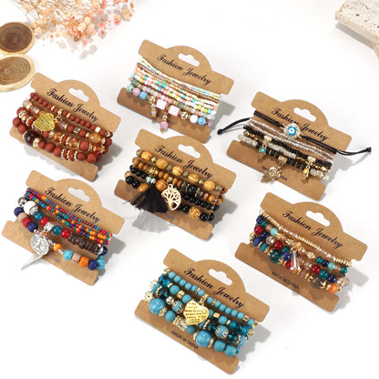 European and American Cross-Border Hot-Selling New Bohemian Bracelets Creative Tassel Multi-Layer Beaded Bracelets Fashion Jewelry