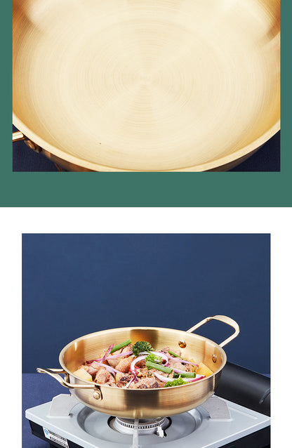 Korean-style Troops Small Hot Pot Seafood Dry Pot Net Celebrated Lamian Noodles Pot Cooking Pot Stainless Steel Noodle Pot Double Ear Soup Pot