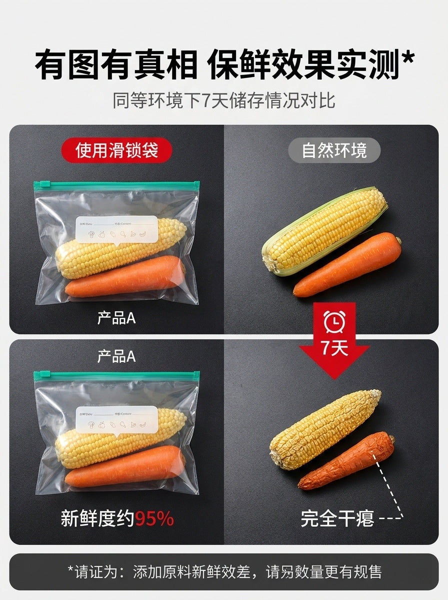 Dense Bag Zipper Fresh-Keeping Bag Refrigerator Freezer Refrigeration Removable Storage Seal Bag Self-Sealing Waterproof Thickeneding and Widening