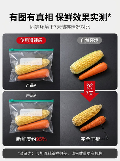 Dense Bag Zipper Fresh-Keeping Bag Refrigerator Freezer Refrigeration Removable Storage Seal Bag Self-Sealing Waterproof Thickeneding and Widening