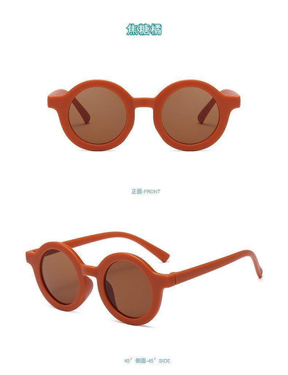 2023Ins Kidsren's Sunglasses Retro Boys and Girls Kidsren's Sunglasses Ready-Made Baby Round Frame Sunglasses
