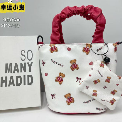 New Girls Handbag Storage Bag Cute Lunch Box Bag Handbag Mother Bag Korean Cartoon Bag Hand Bag