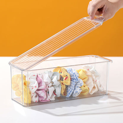 Desktop Storage Box with Lid Flip-Top Rectangular Transparent Acrylic Storage Box Kitchen Cosmetics Sundry Work Station
