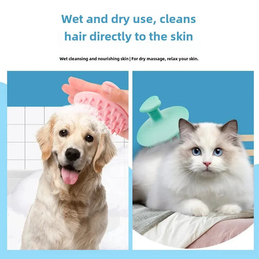 New Cat Dog Combing Massage Brush Pet Shop Universal Bath Artifact Large Silicone Cleaning