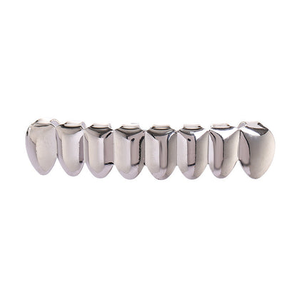 European and American Hot Selling Hiphop Hip-Hop Gold Braces Upper Teeth 8 Lower Teeth 8 Teeth Braces Cross-Border Glossy Braces