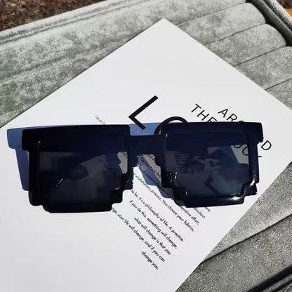 Internet Celebrity Mosaic Party Glasses Male Funny Artifact Student Performance Black Sunglasses Female Personalized Pixel Sunglasses