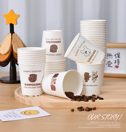 Disposable Thickened Household Food-Grade Paper Cups for Drinking Water, Making Tea, Entertaining Clients, Commercial Use, and Available for Wholesale