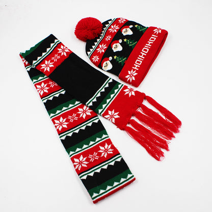 Korean Internet Celebrity Style Snowflake Christmas Hat, Warm and Cold-Proof Women's Knitted Hat with Pom-Pom, Ear-Protecting Yarn Hat, Light Luxury Style