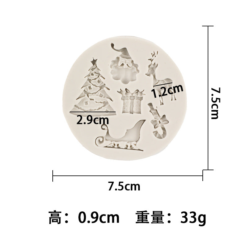 DIY Christmas mold Christmas tree elk Bell gift chocolate baking tools flip sugar cake mold