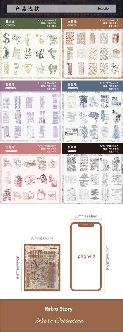 Retrostory Manuscript Series Pet Self-Adhesive Handbook Sticker Pack Background Sticker Creative Decorative Landscaping Sticker