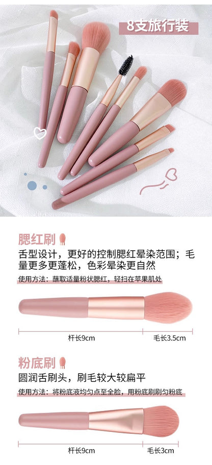 8 Makeup Brush Set Portable Soft Hair Powder Concealer Eye Shadow Blush Foundation Brush Full Set Beauty Tools