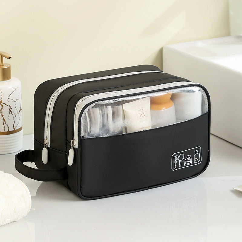 New Light Travel Leather Film Semi-permeable Toiletry Bag Waterproof Cosmetic Bag Increased Capacity Travel Daily Goods Easy Storage