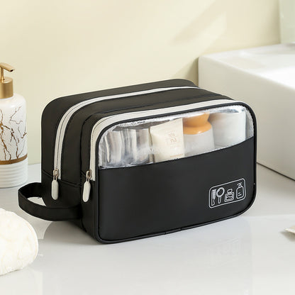 New Light Travel Leather Film Semi-permeable Toiletry Bag Waterproof Cosmetic Bag Increased Capacity Travel Daily Goods Easy Storage