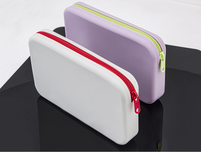 Large-Capacity Rectangular Silicone Cosmetic Bag, Storage Bag, Toiletry Storage Bag, Digital Bag, Travel Bag, Menstrual Bag