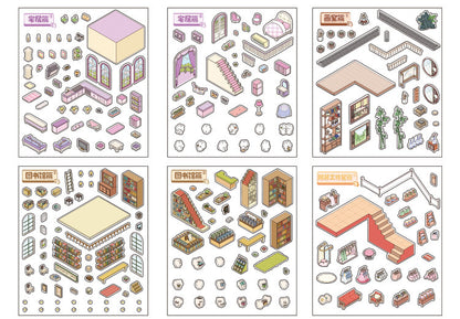 Language idle pet miniature landscaping cute sticker book freeze frame happy series three-dimensional fun landscaping 18 posting paper