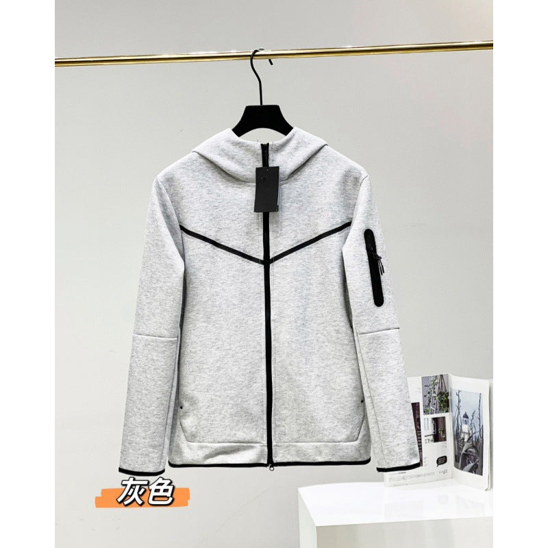 2024 Spring and Autumn Casual Sports Cotton Air Layer Hooded Zipper Cardigan Men's Jacket 490 Coat