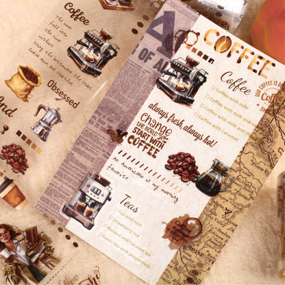 Carefully Selected Coffee Town Retro Series Die-Cut Scenery Washi Tape Creative DIY Background Stickers Journal Pet Tape